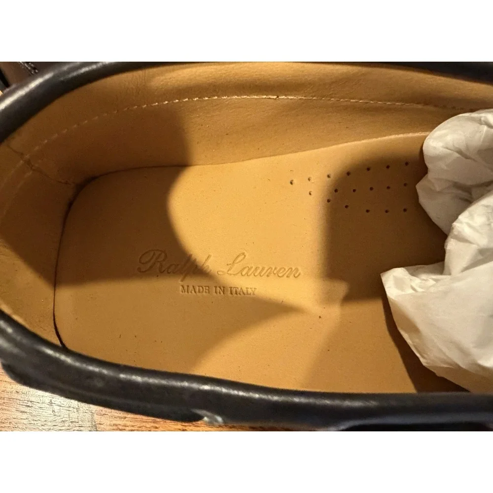 Ralph‎ Lauren Purple Label Harold Tassel Loafer Men 11D Black Leather Shoe Italy